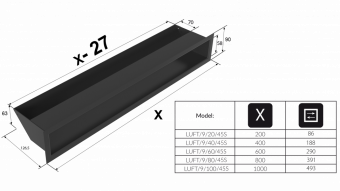 Решетка Kratki Люфт черная 9x60